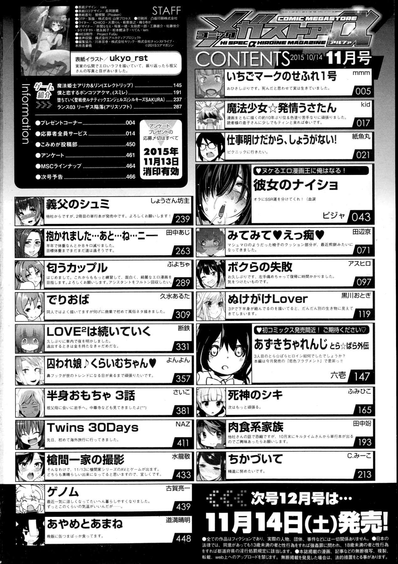 コミックメガストアα 2015年11月号