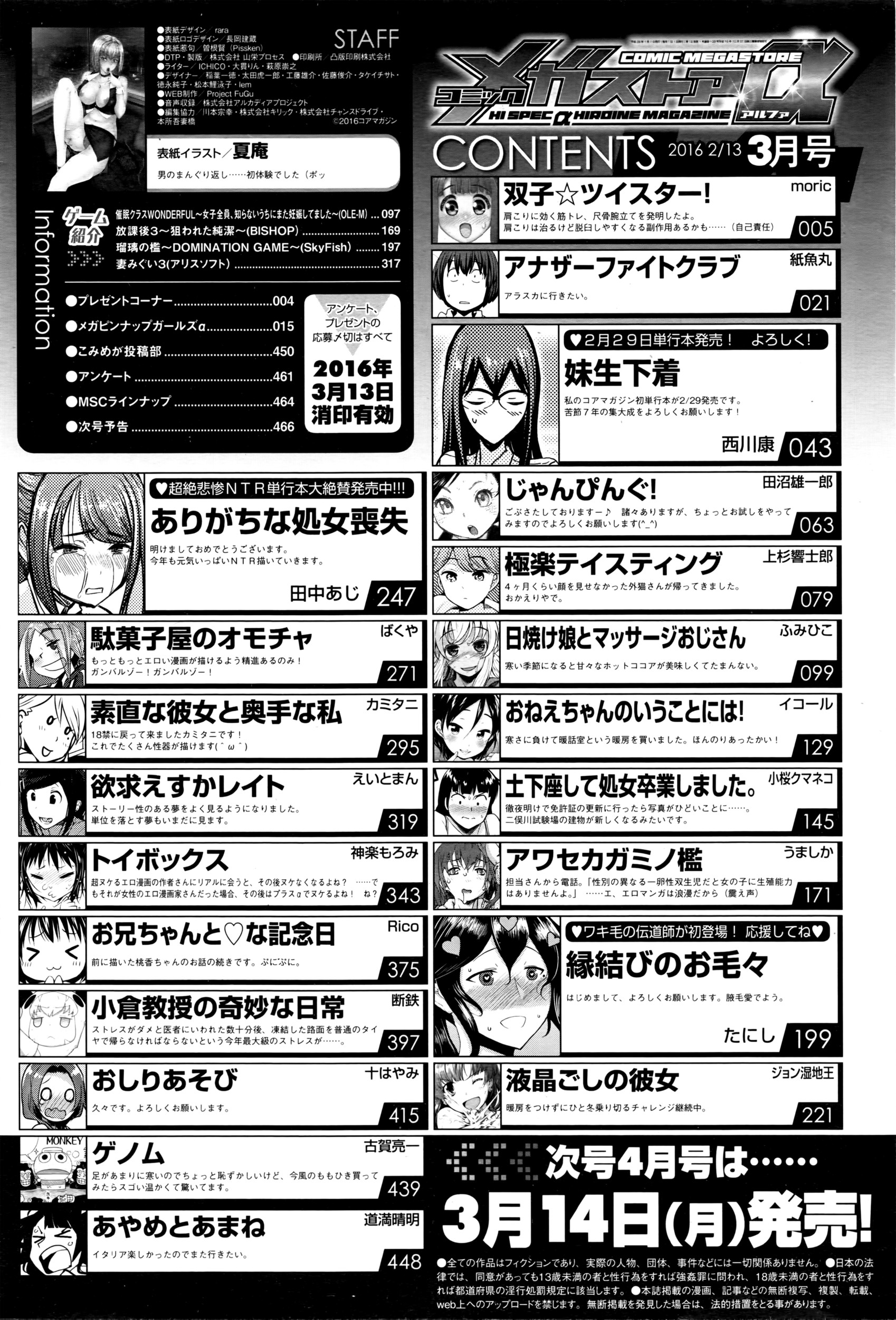 コミックメガストアα 2016年3月号