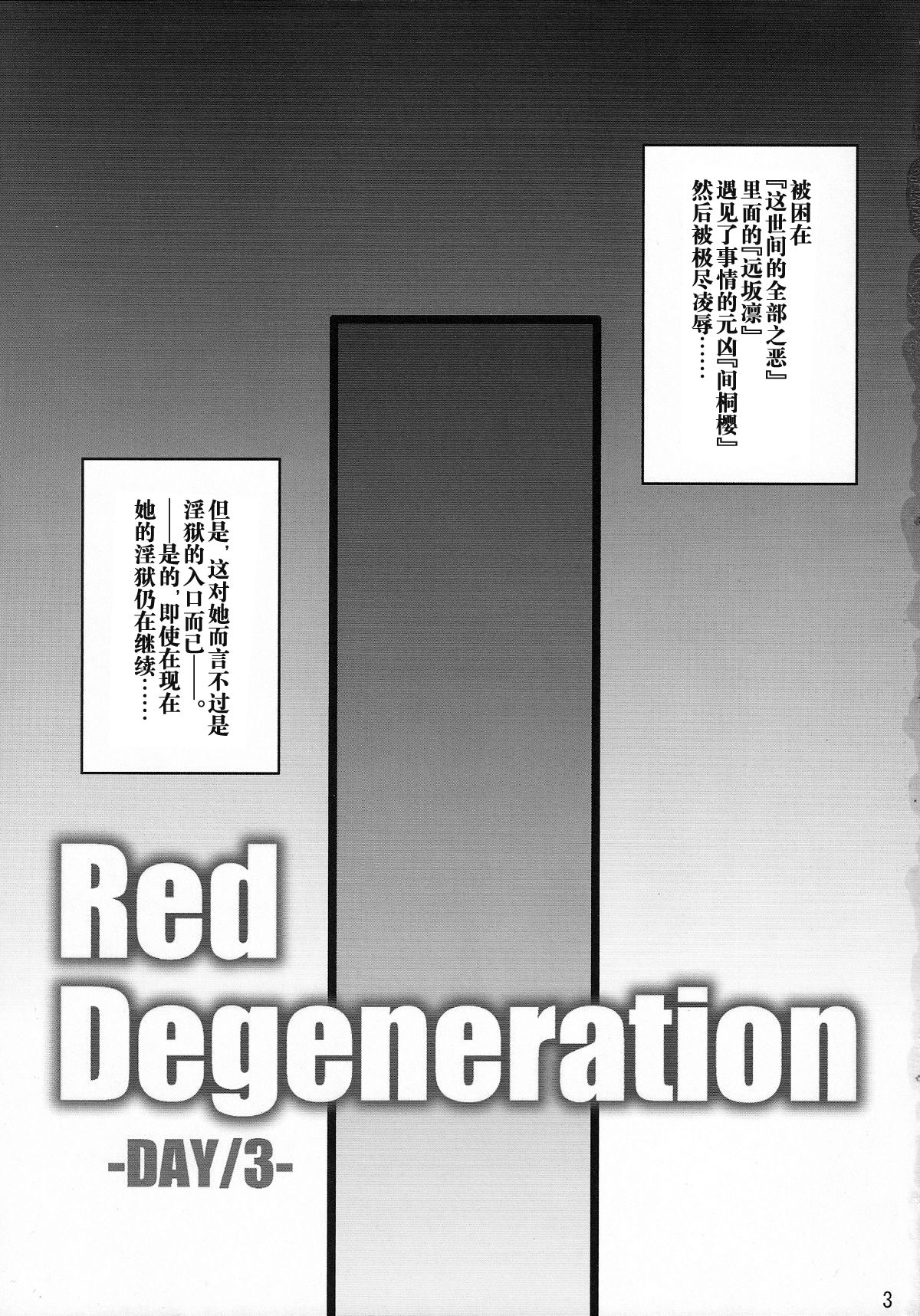 (COMIC1☆2) [H・B (B-RIVER)] Red Degeneration -DAY/3- (Fate/stay night) [中国翻訳]